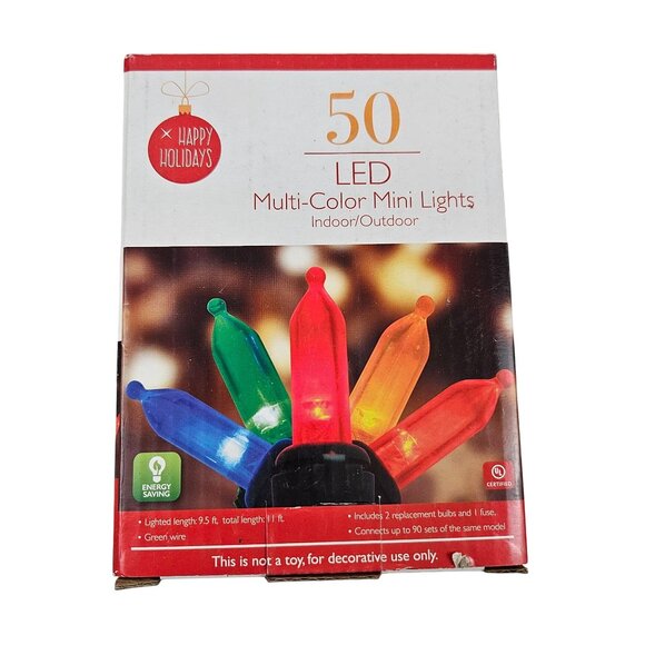 TDC USA LED 50 Mini Lights Set of 3 Multi Color Indoor Outdoor 11ft Green Wire - Picture 2 of 10